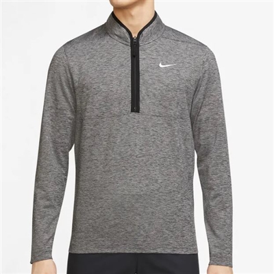 Nike Menâ€™s Dri-Fit Victory Heather Half Zip, Black Heather