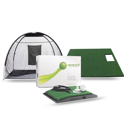 Optishot 2 Golf Simulator + Golf Mat + Net (Golf in a Box)